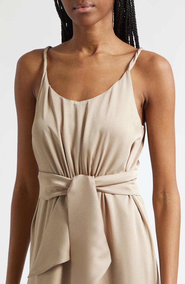Emporio Armani Dune Crepe Midi Dress, Alternate, color, Tan