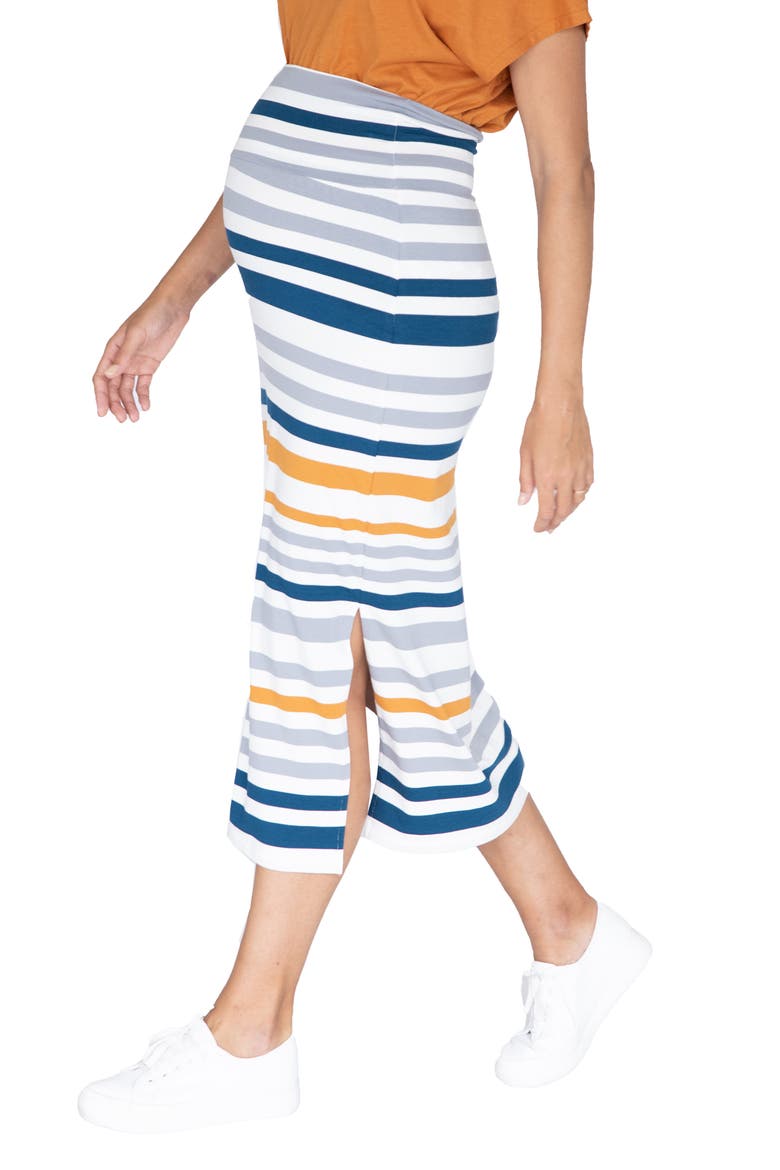 Stripe Maternity Midi Skirt, Alternate, color, WHITE