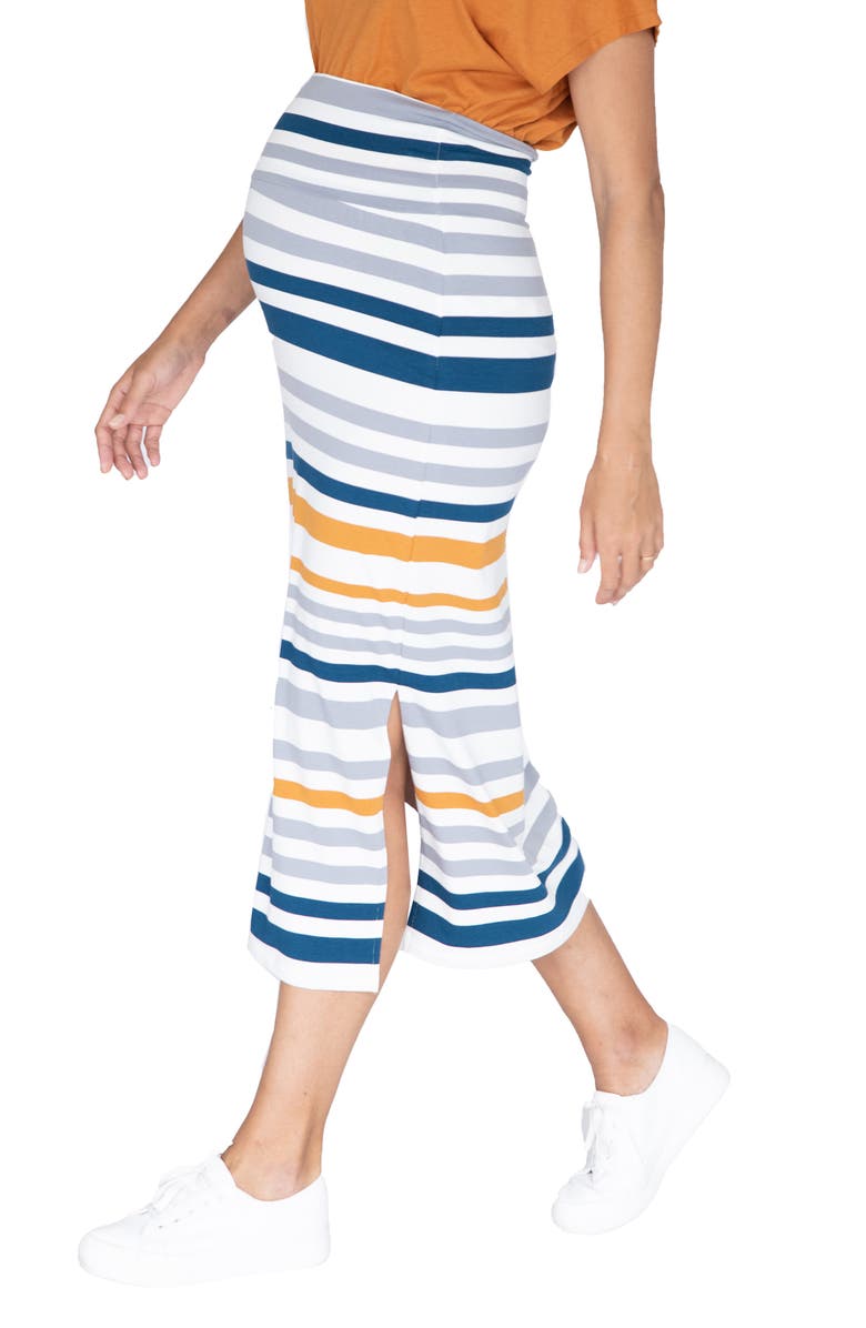 Angel Maternity Stripe Maternity Midi Skirt, Alternate, color, White