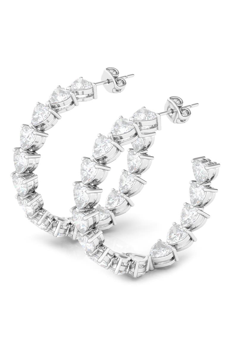 Heart Lab Created Diamond Inside Out Hoop Earrings, Alternate, color, 18K WHITE GOLD