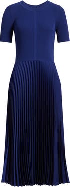 BOSS Fadridi Rib & Pleated Midi A-Line Dress