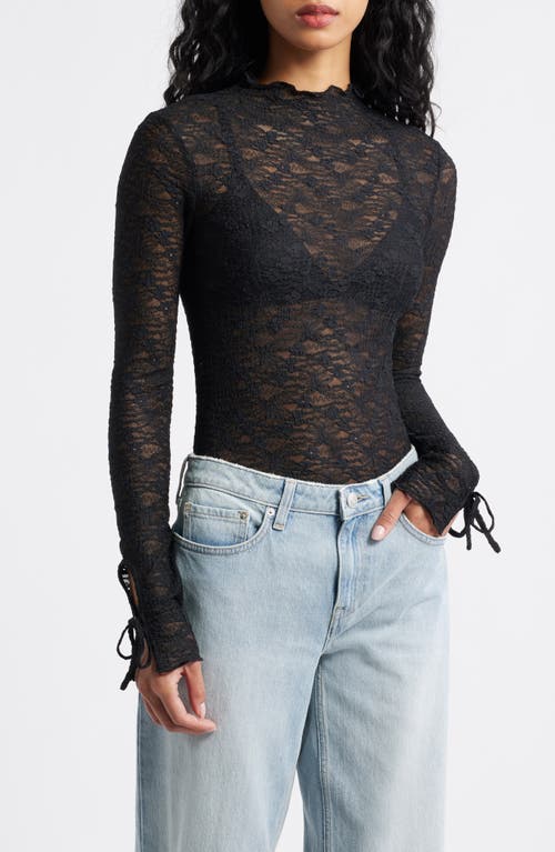 Bp. Funnel Neck Lace Top In Black