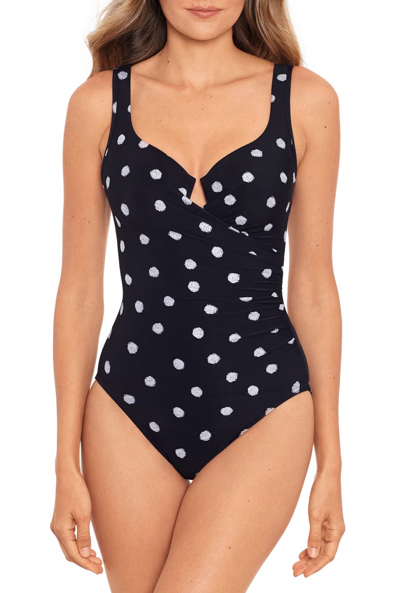 Pizzelles One-Piece Swimsuit, Main, color, BLACK