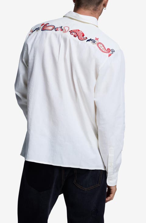 Embroidered Long Sleeve Button Up Shirt