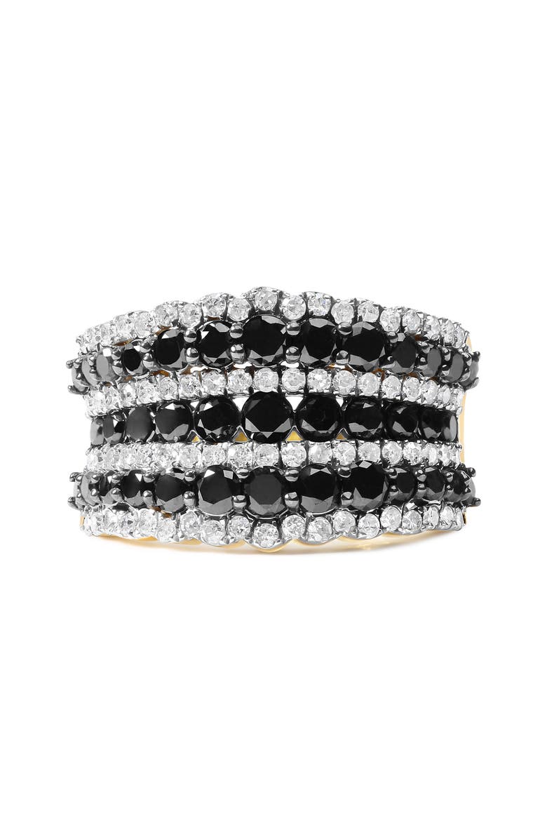 Haus of Brilliance 14K Yellow Gold Plated Silver 1 3/4 Cttw Black and White Diamond Multi Row Band Ring, Main, color, Yellow Gold Over Silver