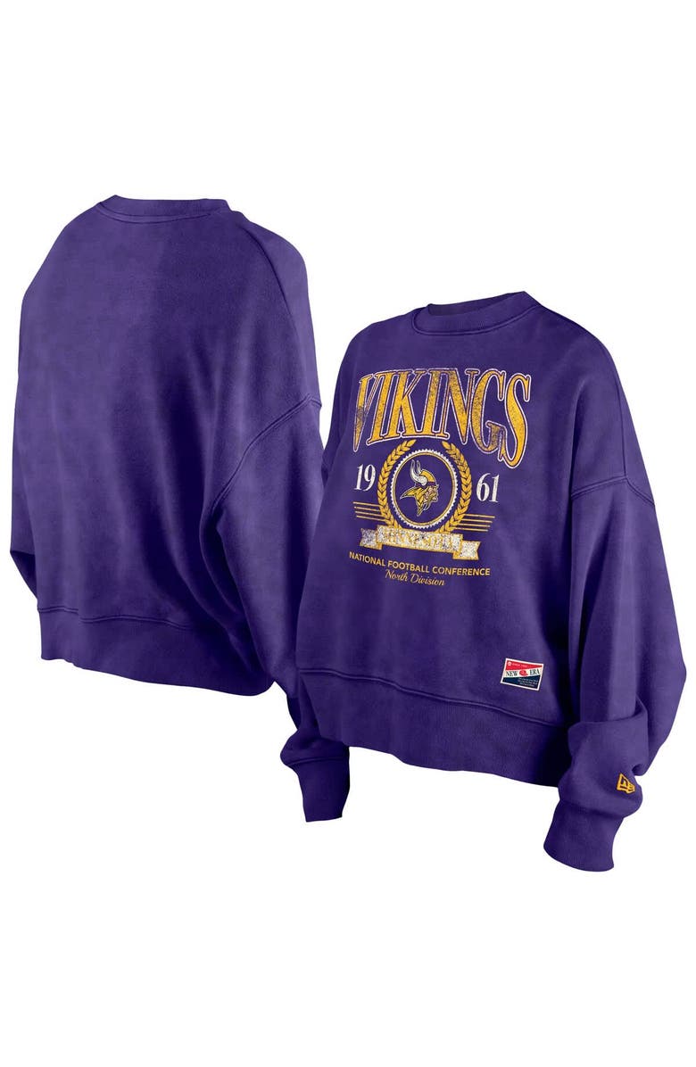 New Era Women's New Era Purple Minnesota Vikings Throwback Boxy Sweatshirt, Main, color,
