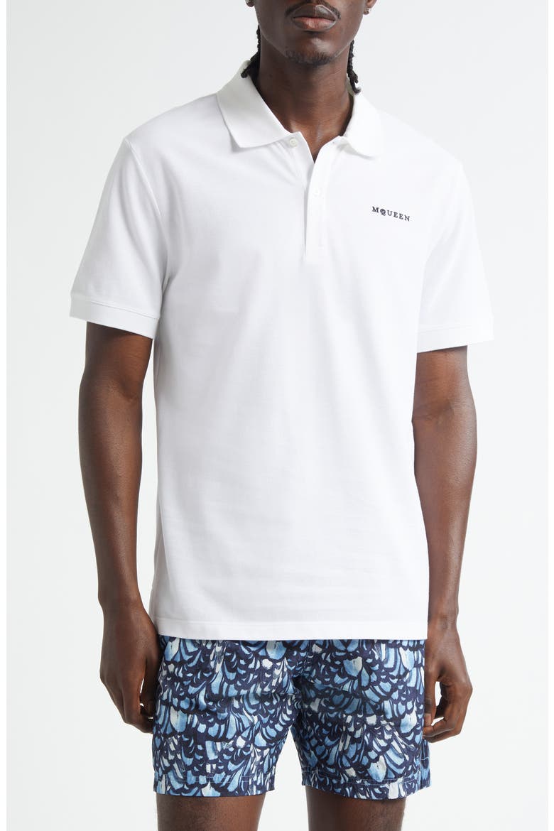Embroidered Logo Cotton Piqué Polo, Main, color, OPTICAL WHITE