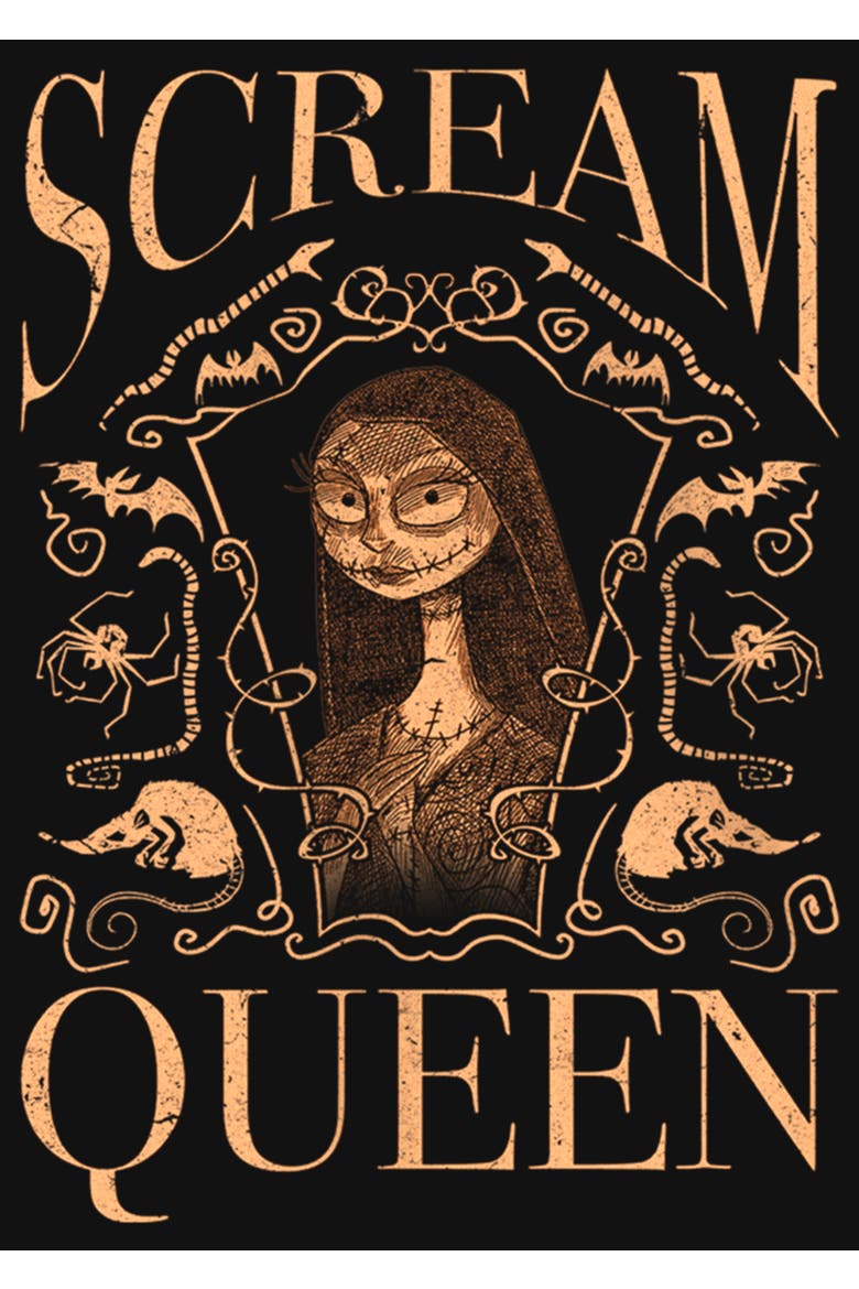 Girl's The Nightmare Before Christmas Sally the Scream Queen  Graphic T-Shirt, Alternate, color, Black