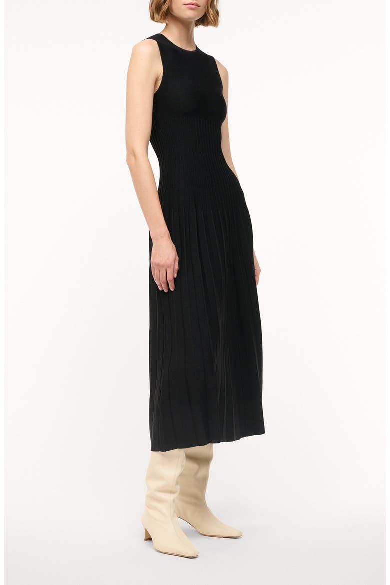 Elyse Pleated Sleeveless Knit Maxi Dress, Alternate, color, BLACK