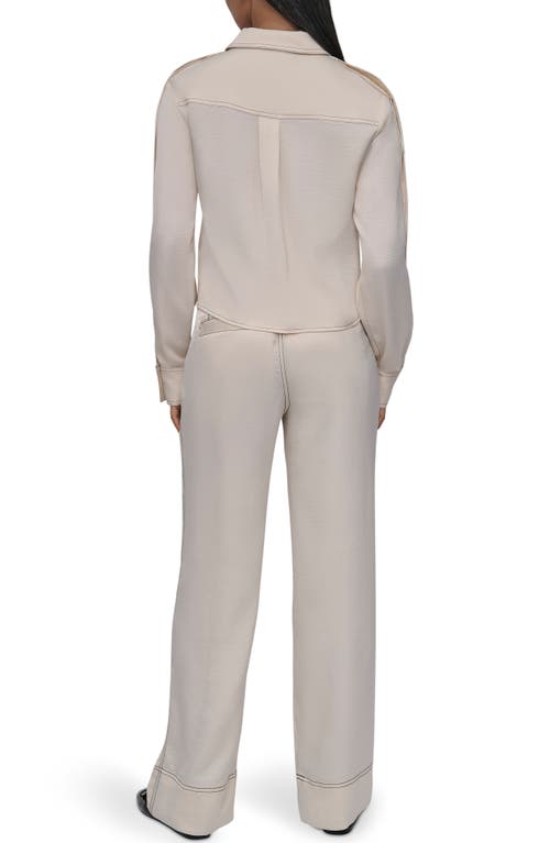 Dkny Glazed Crinkle Satin Button-up Shirt