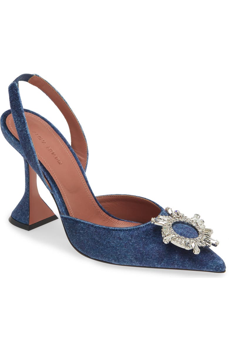 Amina Muaddi Begum Crystal Pointed Toe Slingback Pump, Main, color,