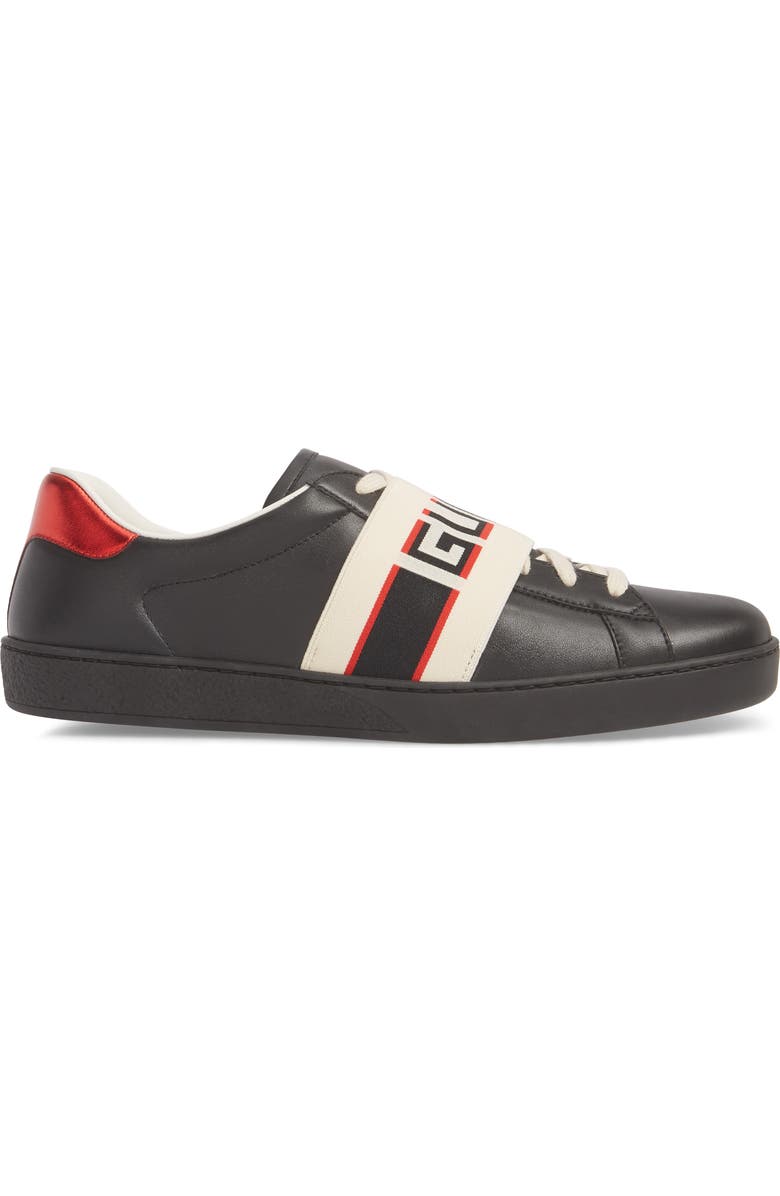 Gucci New Ace Stripe Leather Sneaker, Alternate, color,