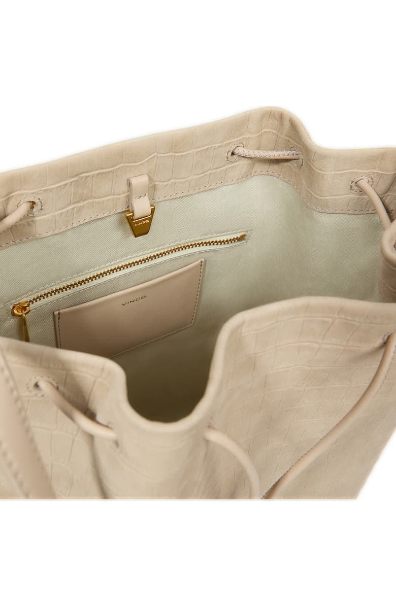 Vince Sarai Croc Embossed Leather Bucket Bag, Alternate, color, Marzipan