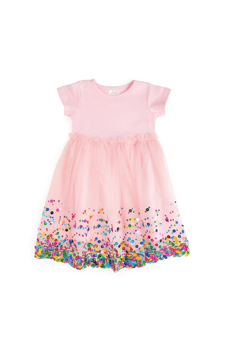 Sweet Wink Pink Confetti Short Sleeve Tutu Dress, Main, color, Pink