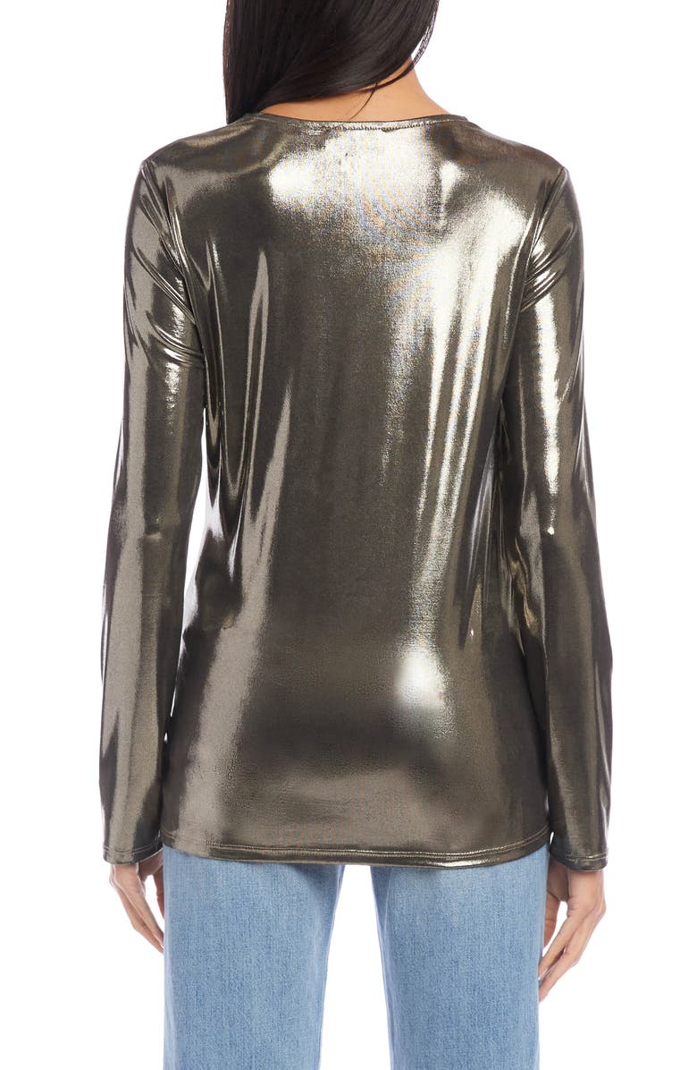 Karen Kane Draped Foil Side Tie Blouse, Alternate, color, 