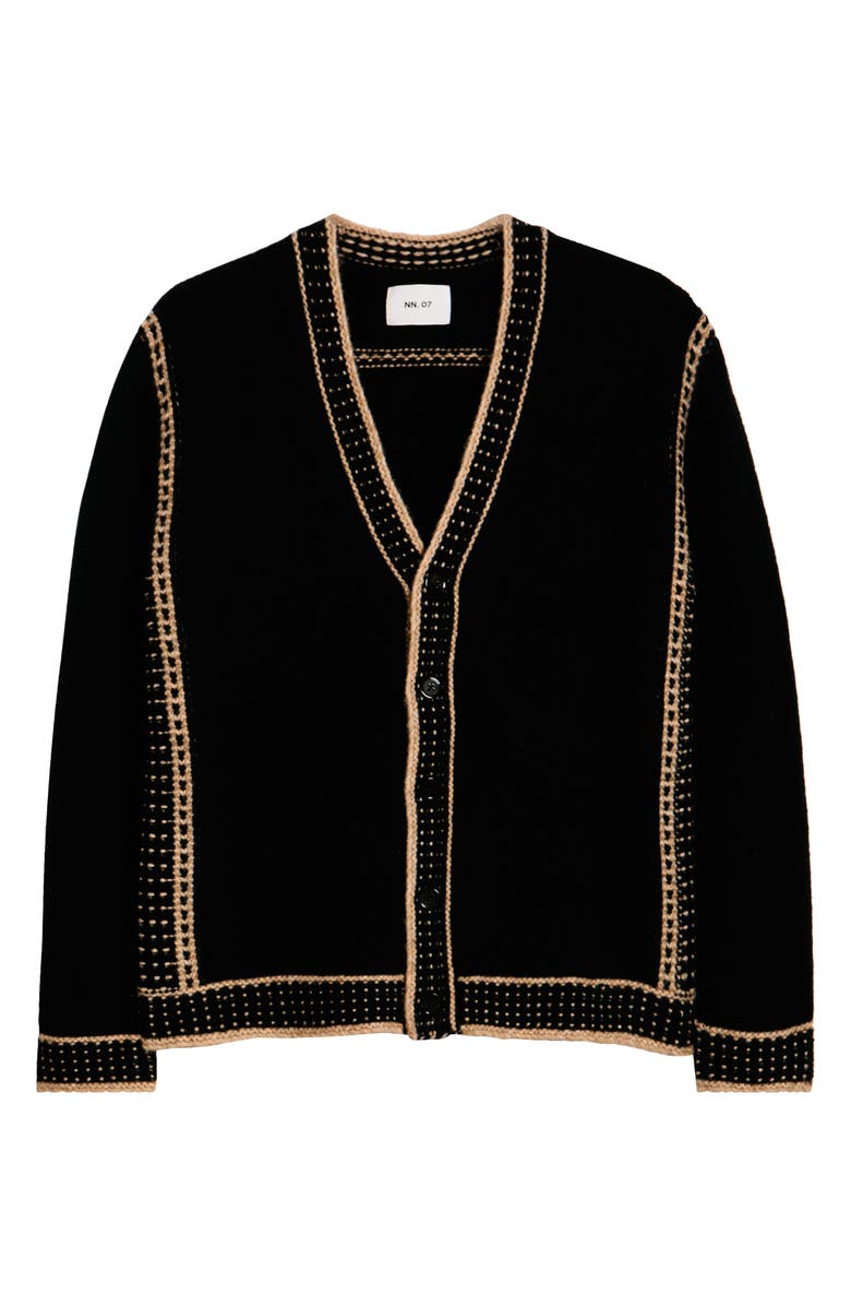 NN07 August Wool Blend Cardigan, Alternate, color, Black
