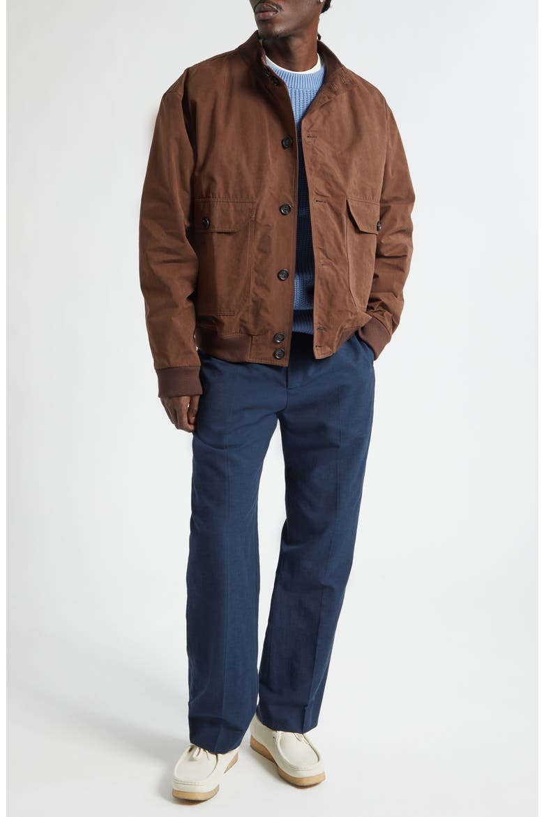 Water Repellent Nylon Rib Collar Jacket, Alternate, color, BROWN