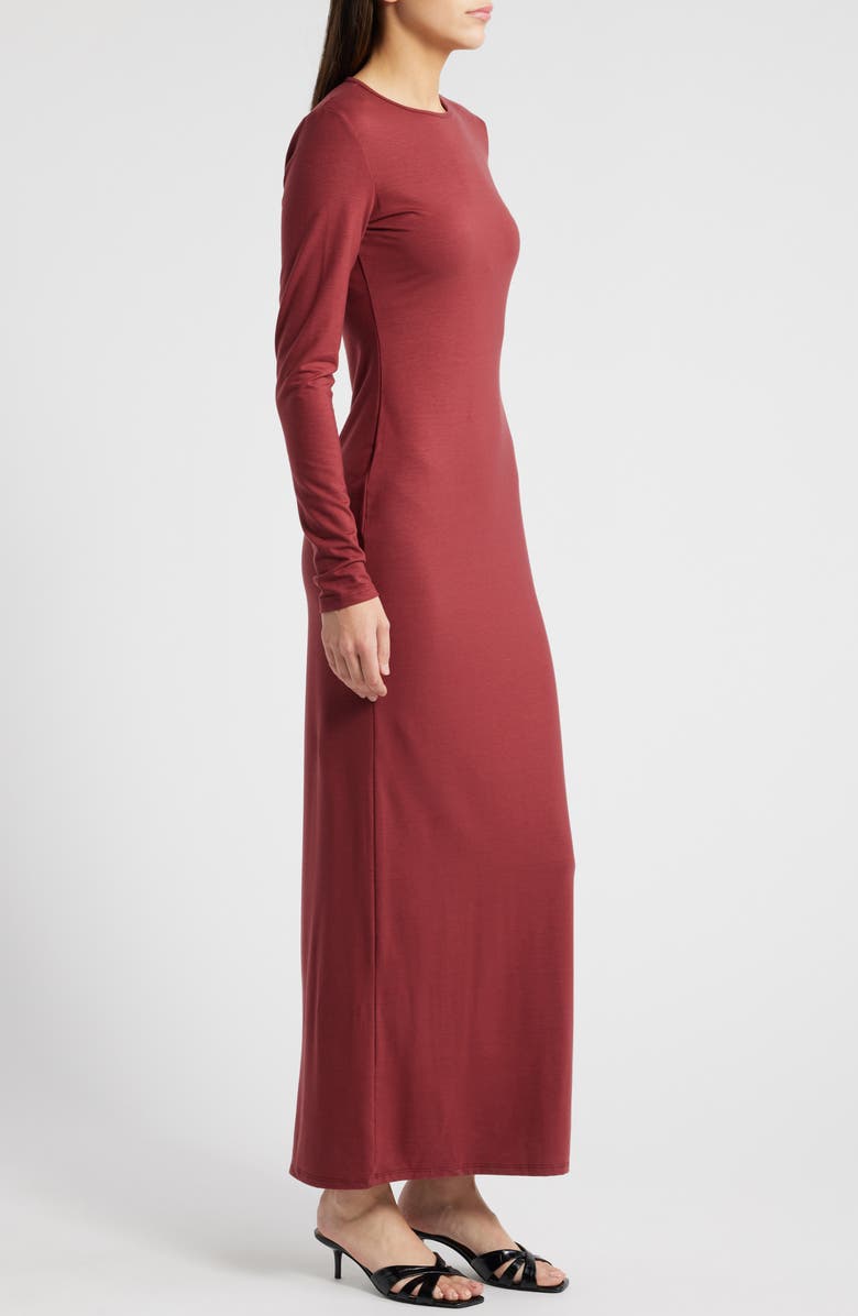 Reformation Tommie Long Sleeve Stretch Dress, Alternate, color, Chianti