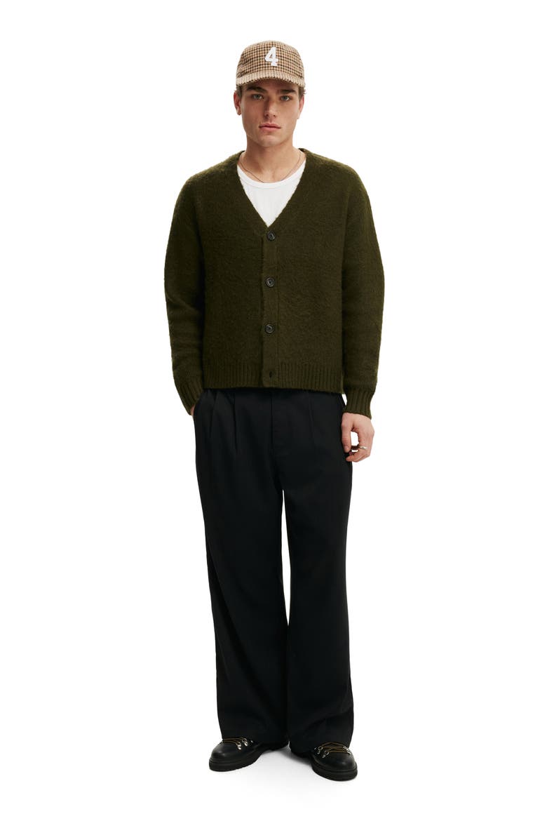Men's Cropped Cardigan, Alternate, color, Khaki