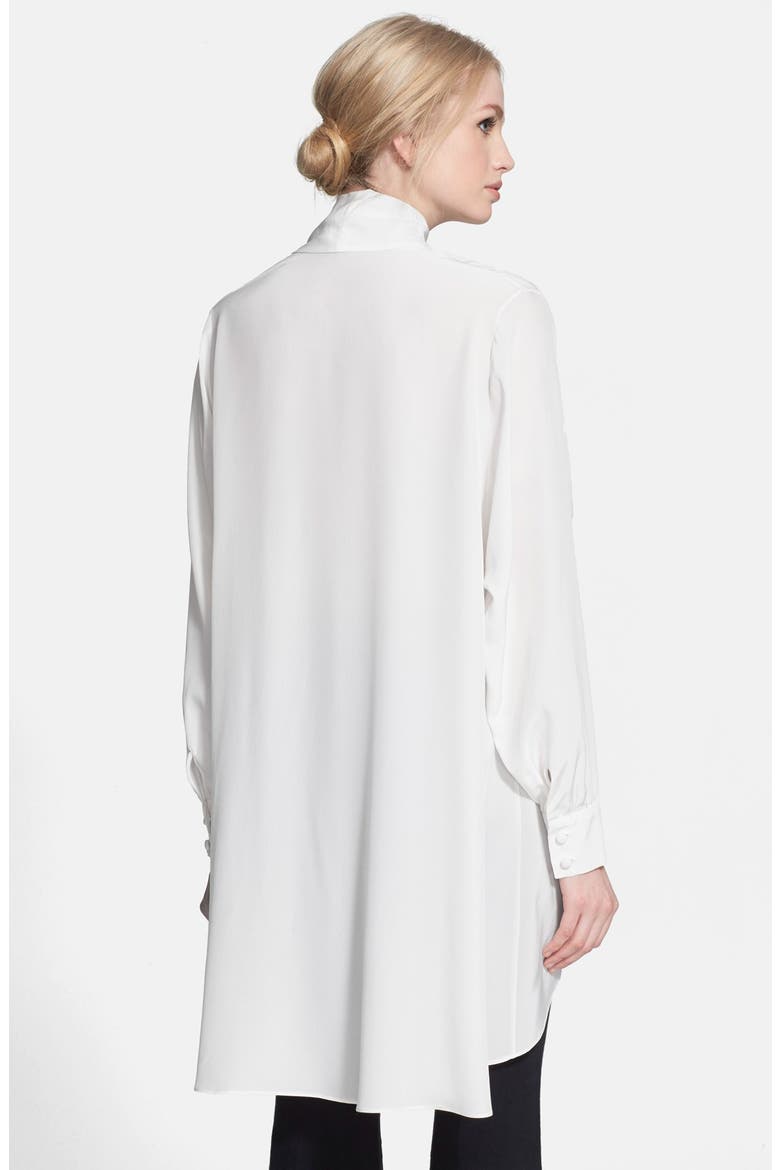 'Joya' Tie Neck Silk Blouse, Alternate, color, PURE WHITE