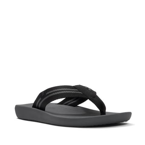 Iqushion Mens Two-Stripe Webbing Flip-Flops