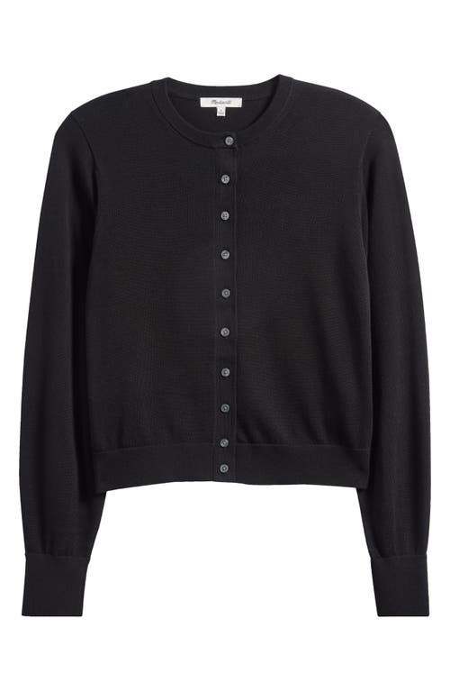 Madewell Cotton Crewneck Cardigan In Black