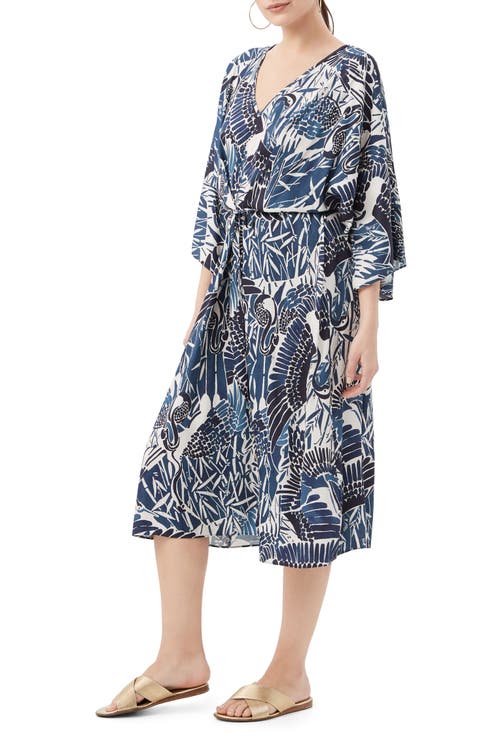 Trina Turk Topspin Printed Faux Wrap Dress In Blue