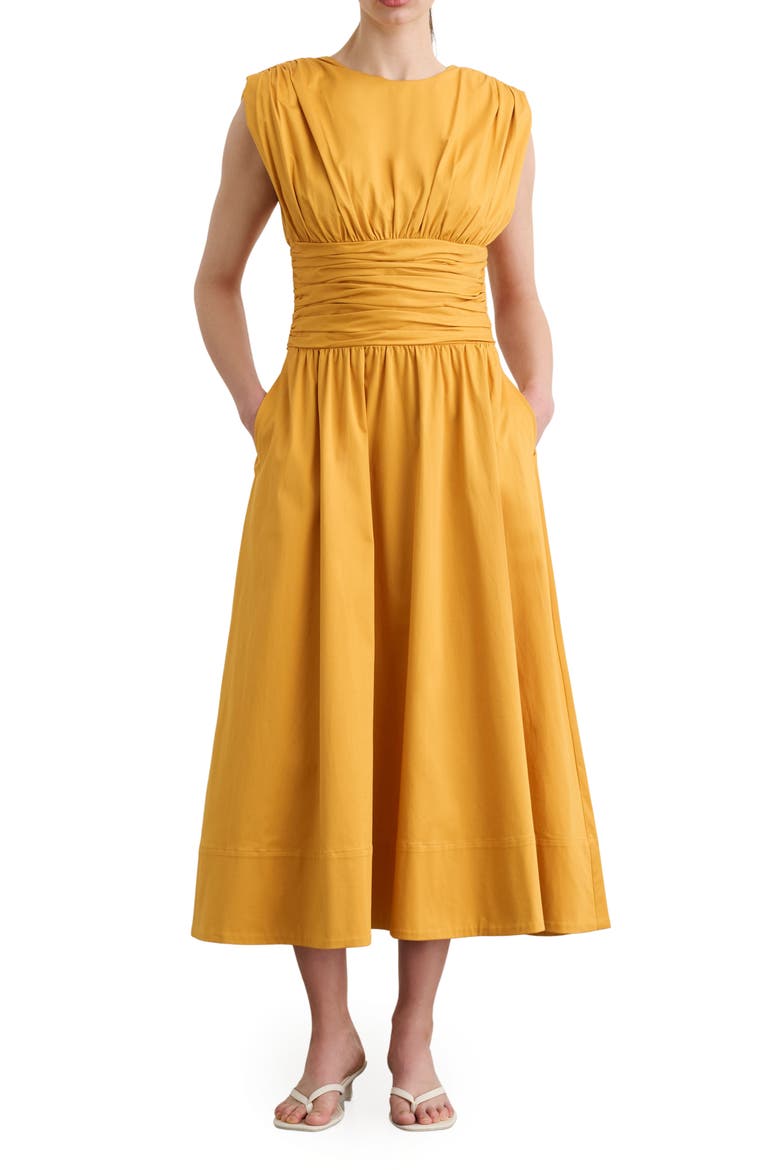 Evangeline Ruched A-Line Dress, Alternate, color, MARIGOLD