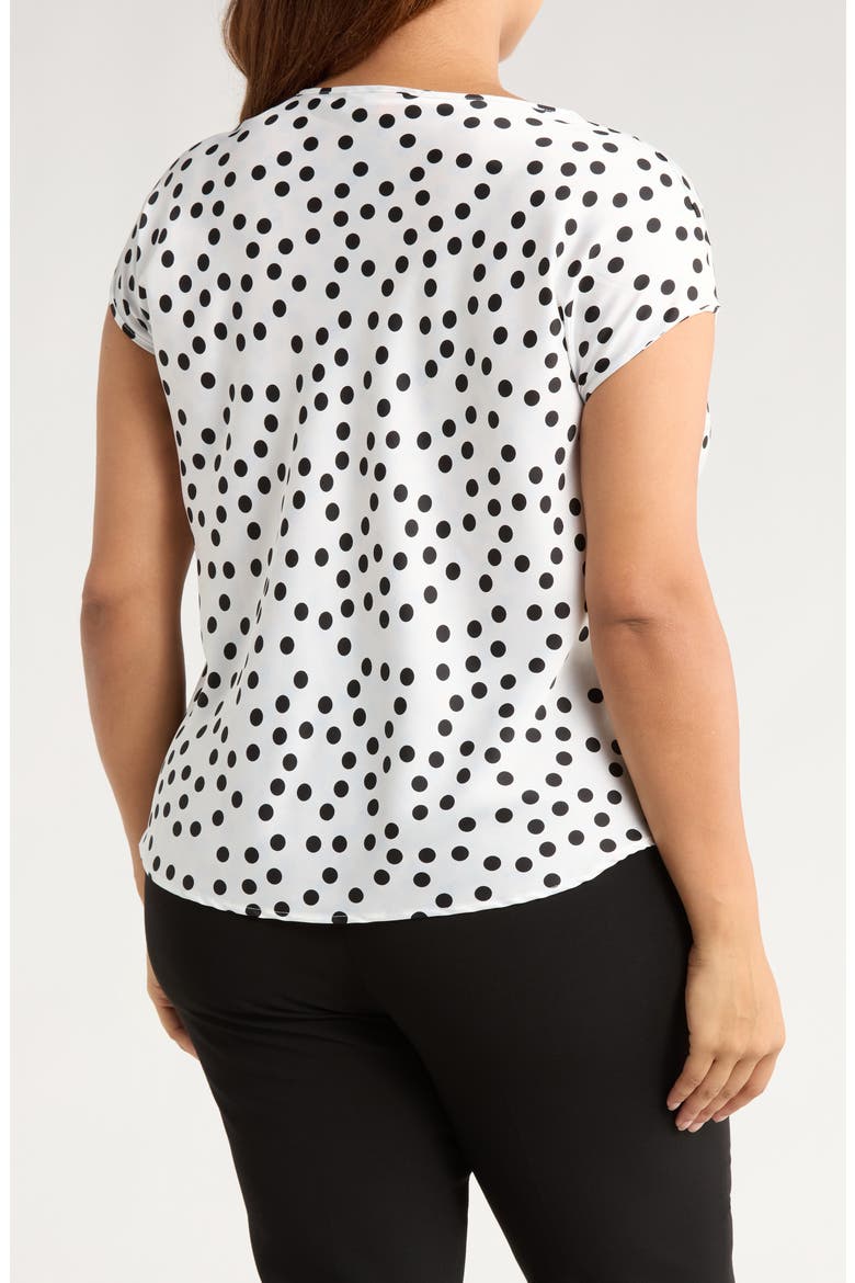 Cowl Neck Cap Sleeve Satin Top, Alternate, color, WHITE/ BLACK