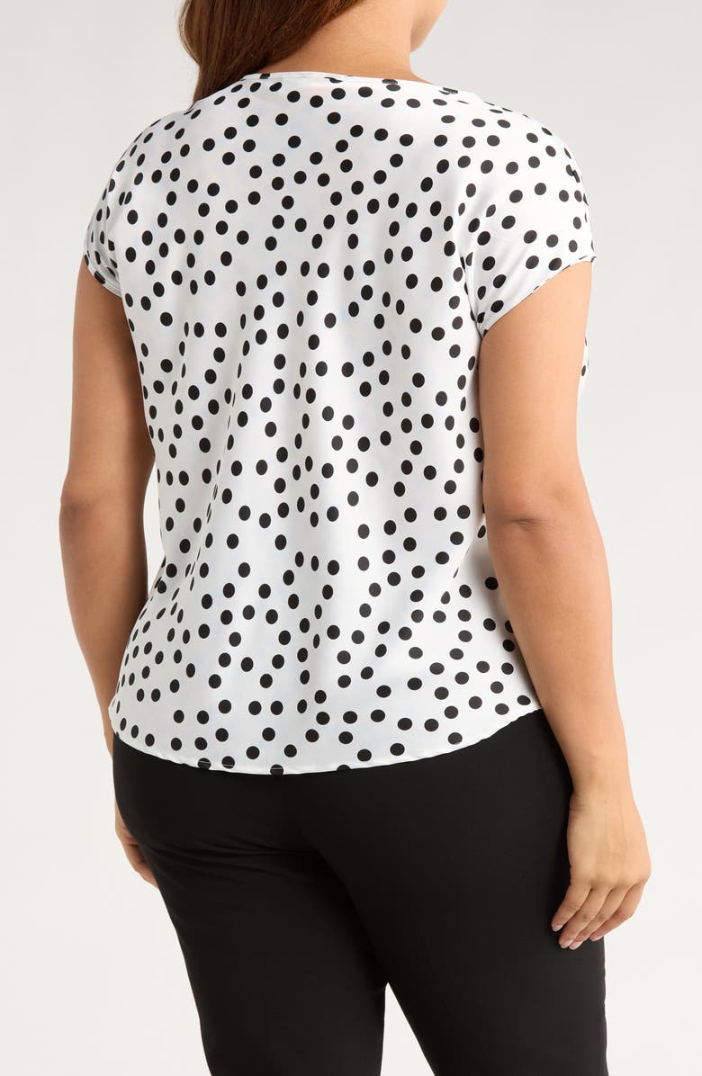 Renee C Cowl Neck Cap Sleeve Satin Top, Alternate, color, White/ Black