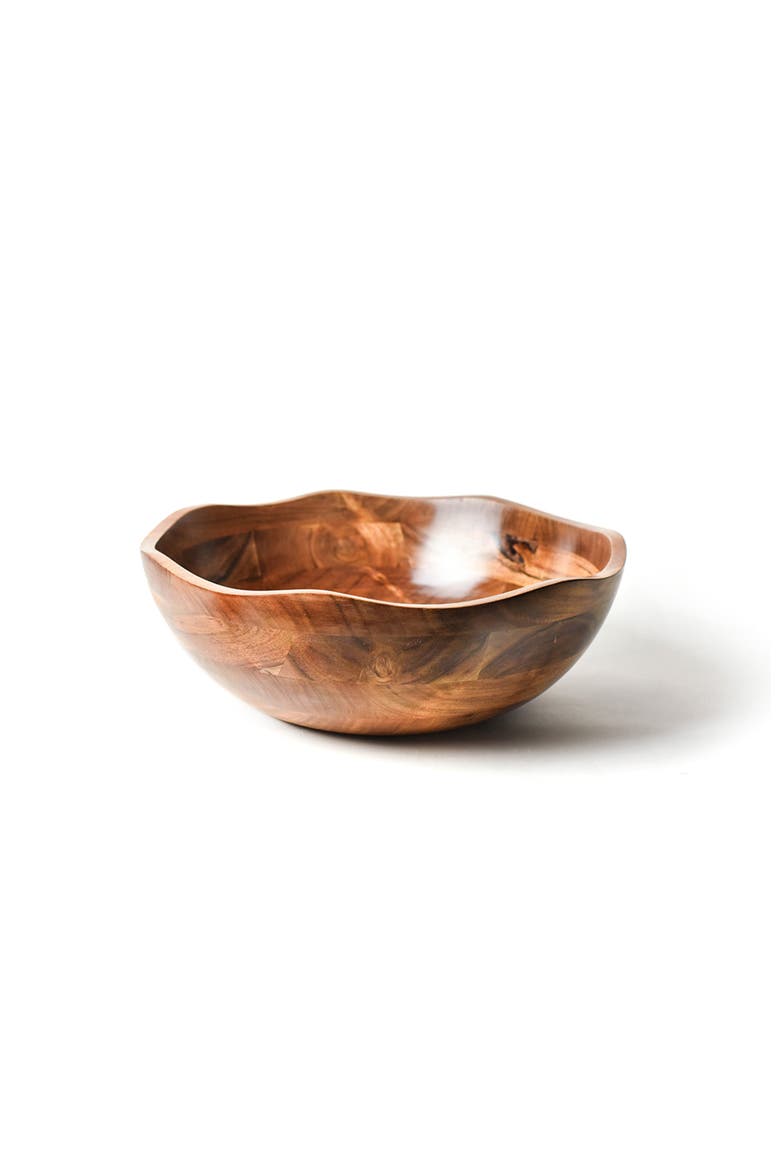Fundamental Wood 16in Ruffle Bowl, Main, color, Brown