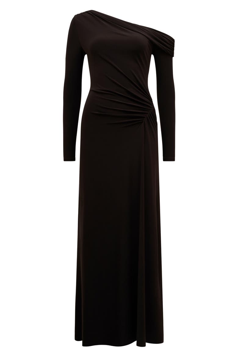 Dixie One-Shoulder Long Sleeve Ruched Maxi Dress, Alternate, color, DARK PLUM