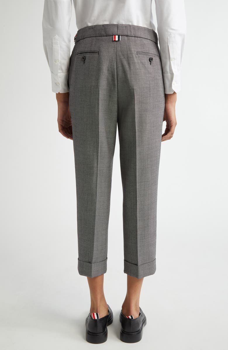 Thom Browne Low Rise Side Tab Slim Fit Wool Piqué Pants, Alternate, color,