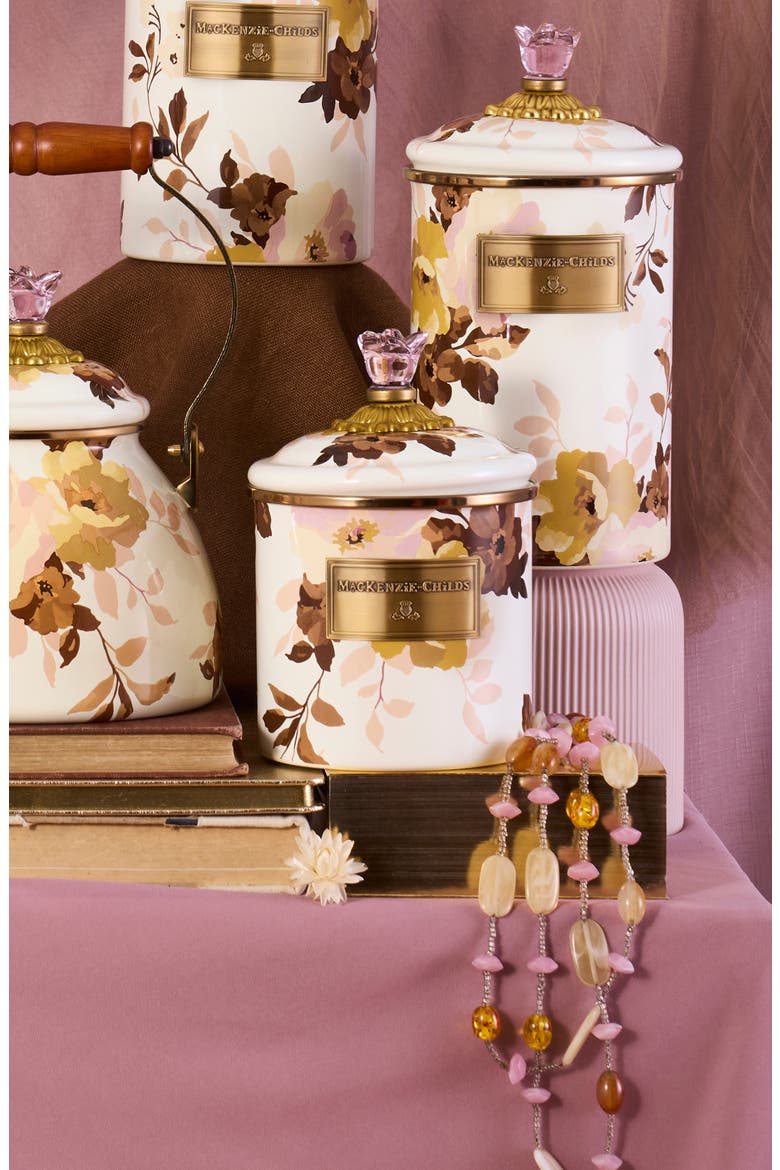 Wild Rose Small Enameled Steel Canister, Alternate, color, WHITE
