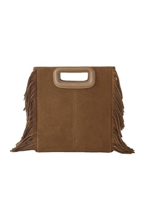 Fringed M bag in suede