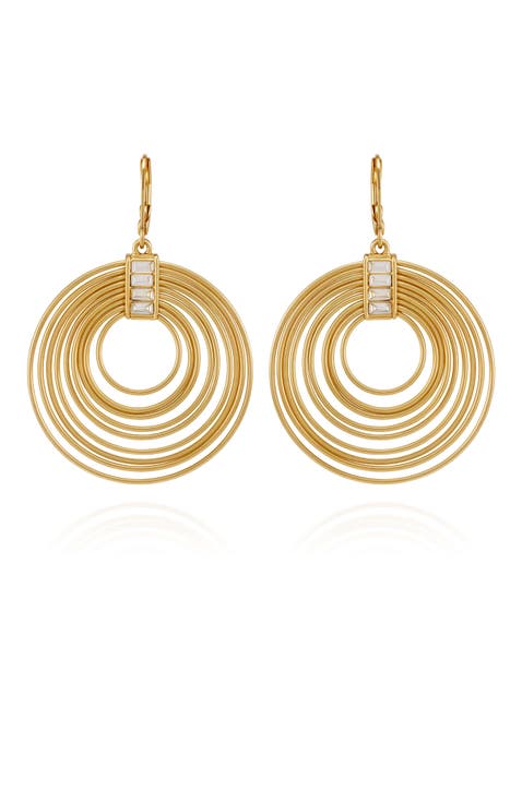 Tiered Hoop Earrings with Baguette Crystals