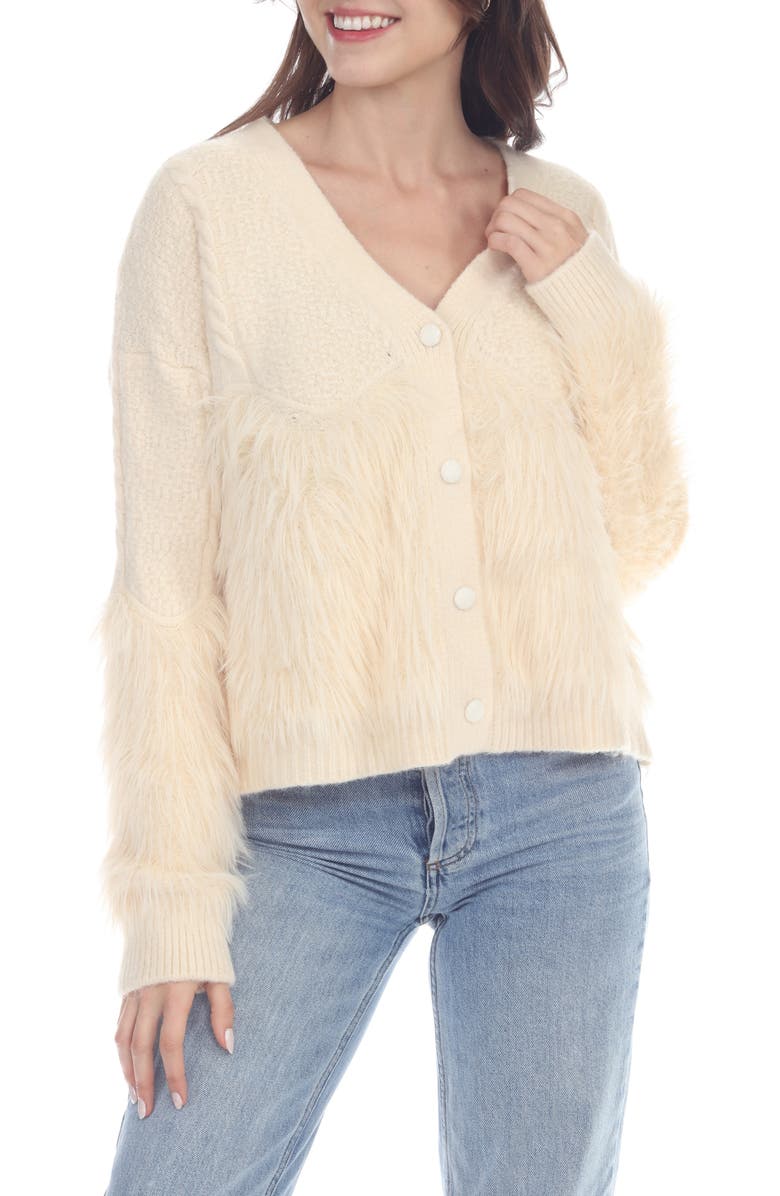 RAIN AND ROSE Plushie Button Front Cardigan, Main, color, 