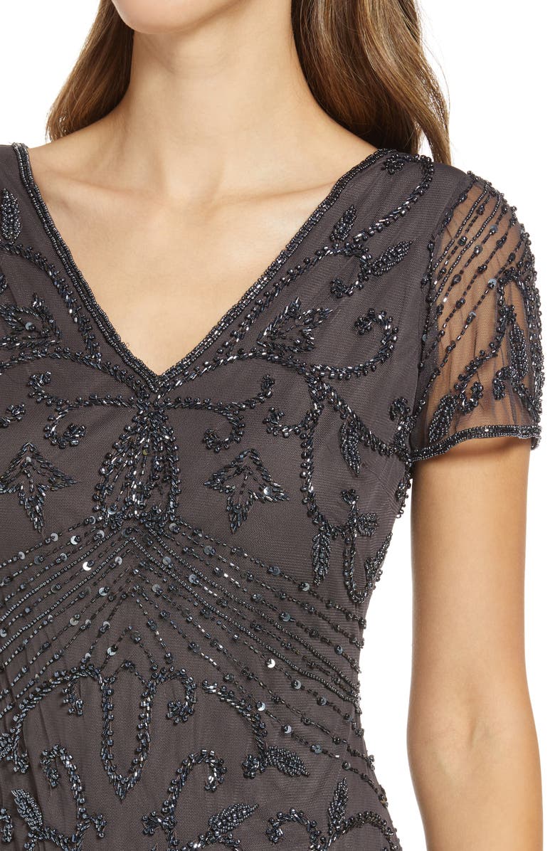 Pisarro Nights Beaded Double V-Neck Dress, Alternate, color,