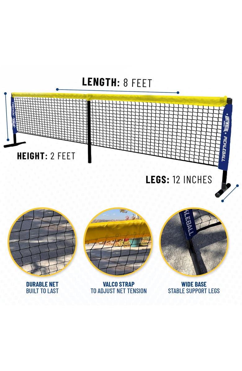 Anywhere Sports Youth Pickleball Set 8Pc Ultimate Game Play Kit, 8', Alternate, color,