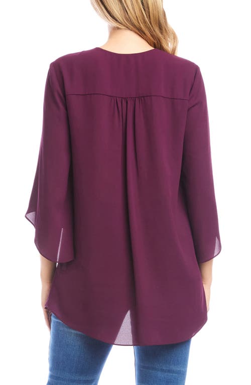 Karen Kane Crossover Hem Asymmetric Crepe Top In Purple