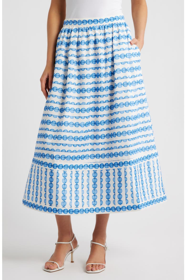 Structured Taffeta Midi Skirt, Main, color, TRUE BLUE