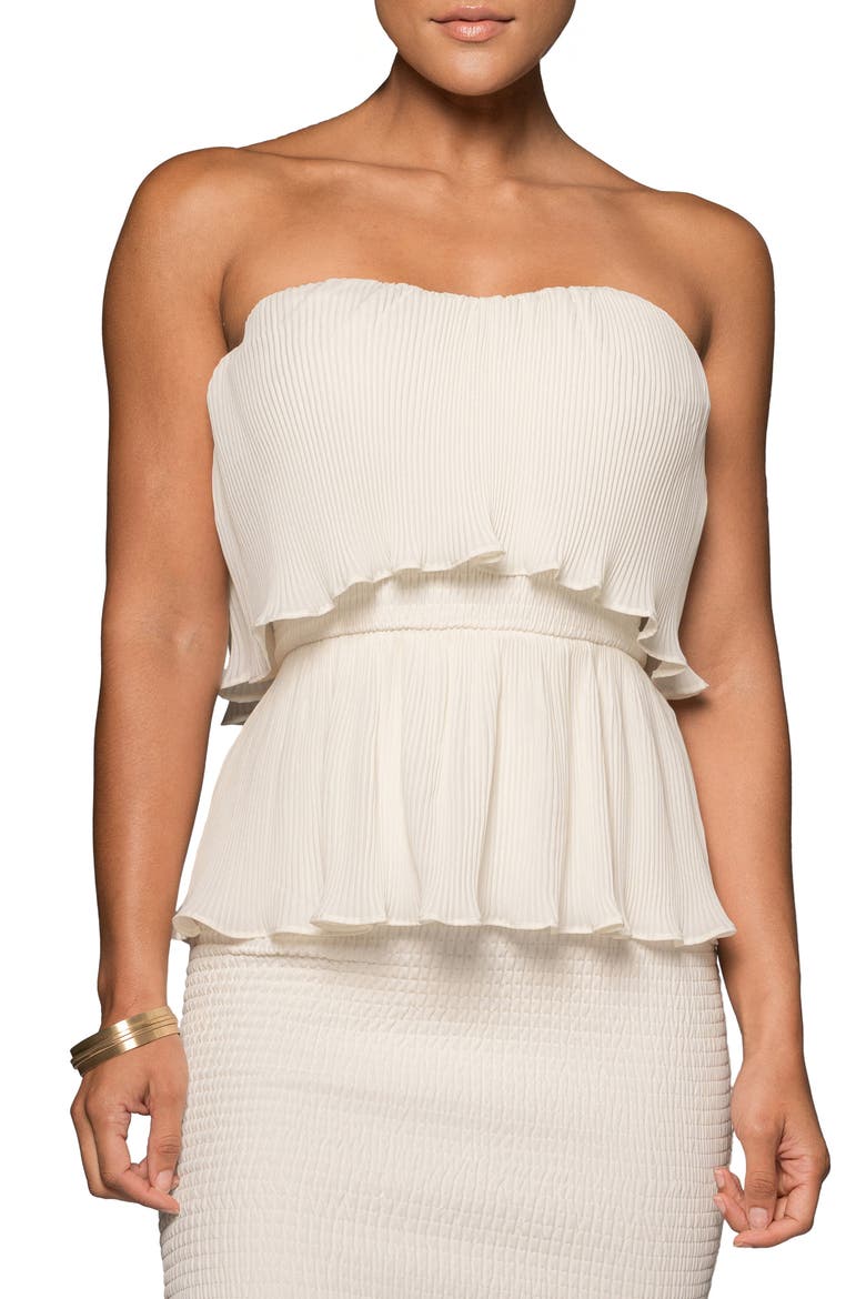 Casablanca Stapless Tiered Ruffle Dress, Alternate, color, IVORY