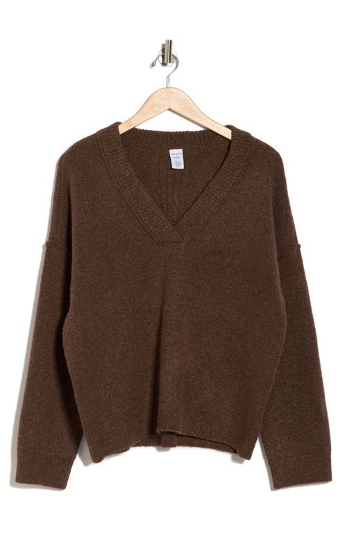 Melrose And Market Rib Trim V-neck Sweater In Brown