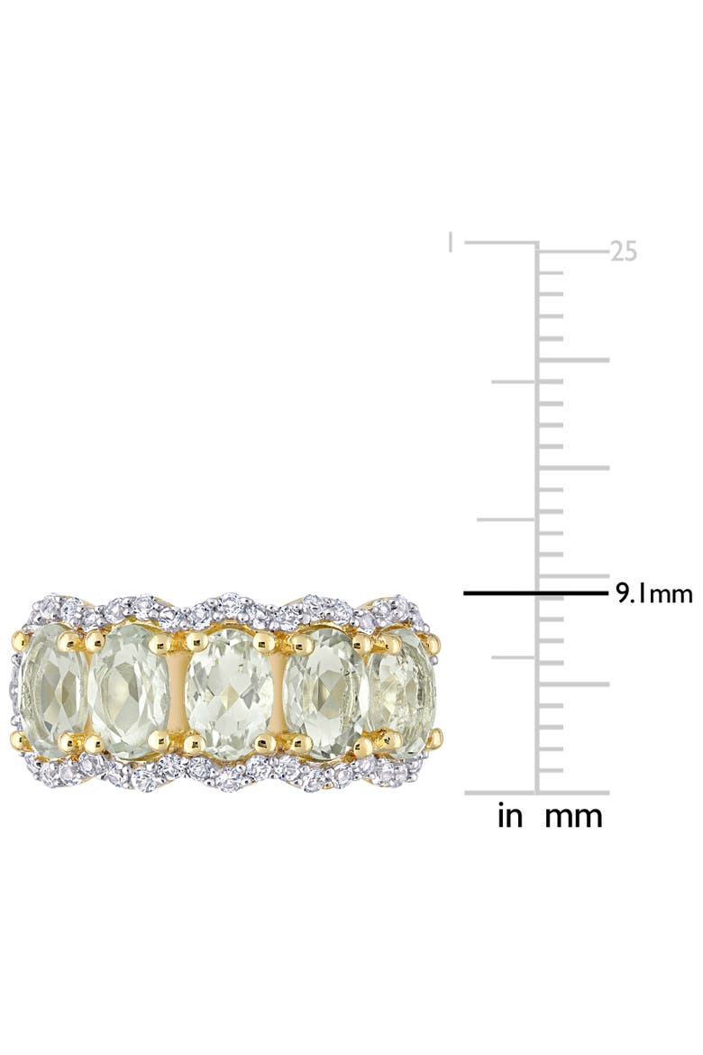Gemstones Oval Semi-Eternity Ring, Alternate, color, Green Quartz/Yellow-Plated