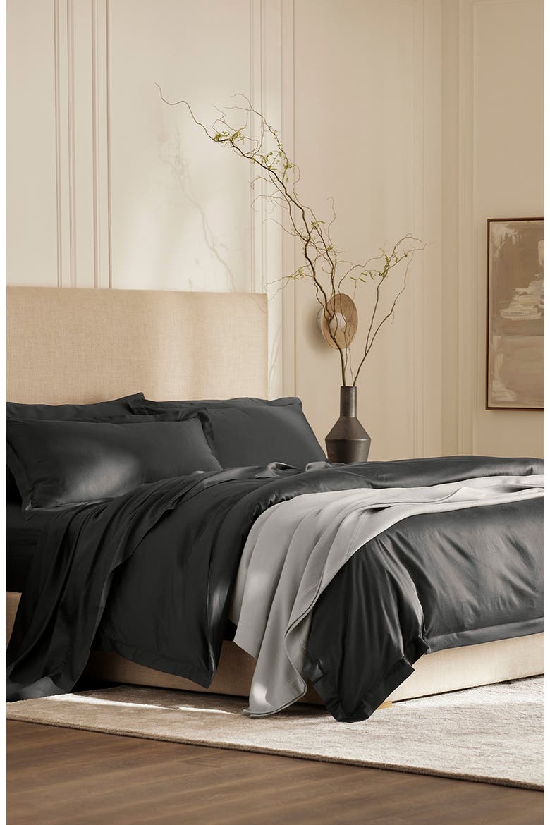 Signature Hemmed Duvet Set, Alternate, color, NIGHT