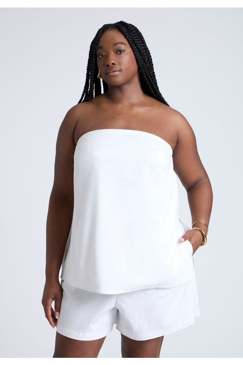 Linen Column Tube Top, Main, color, SNOW WHITE