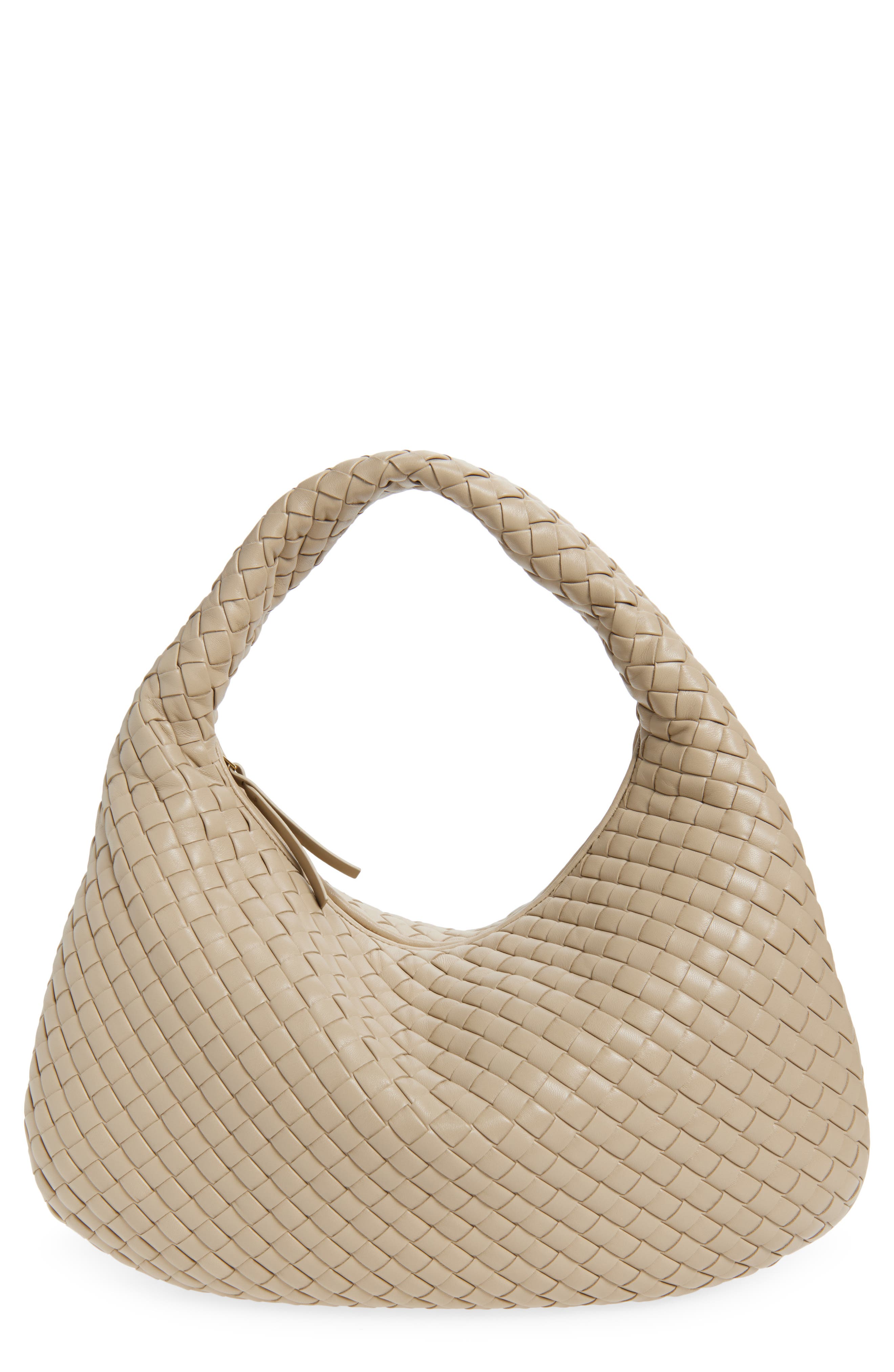 Bottega Veneta Borsa Intrecciato Leather Shoulder Bag, Main, color, 9614 Ecru-Muse Brass