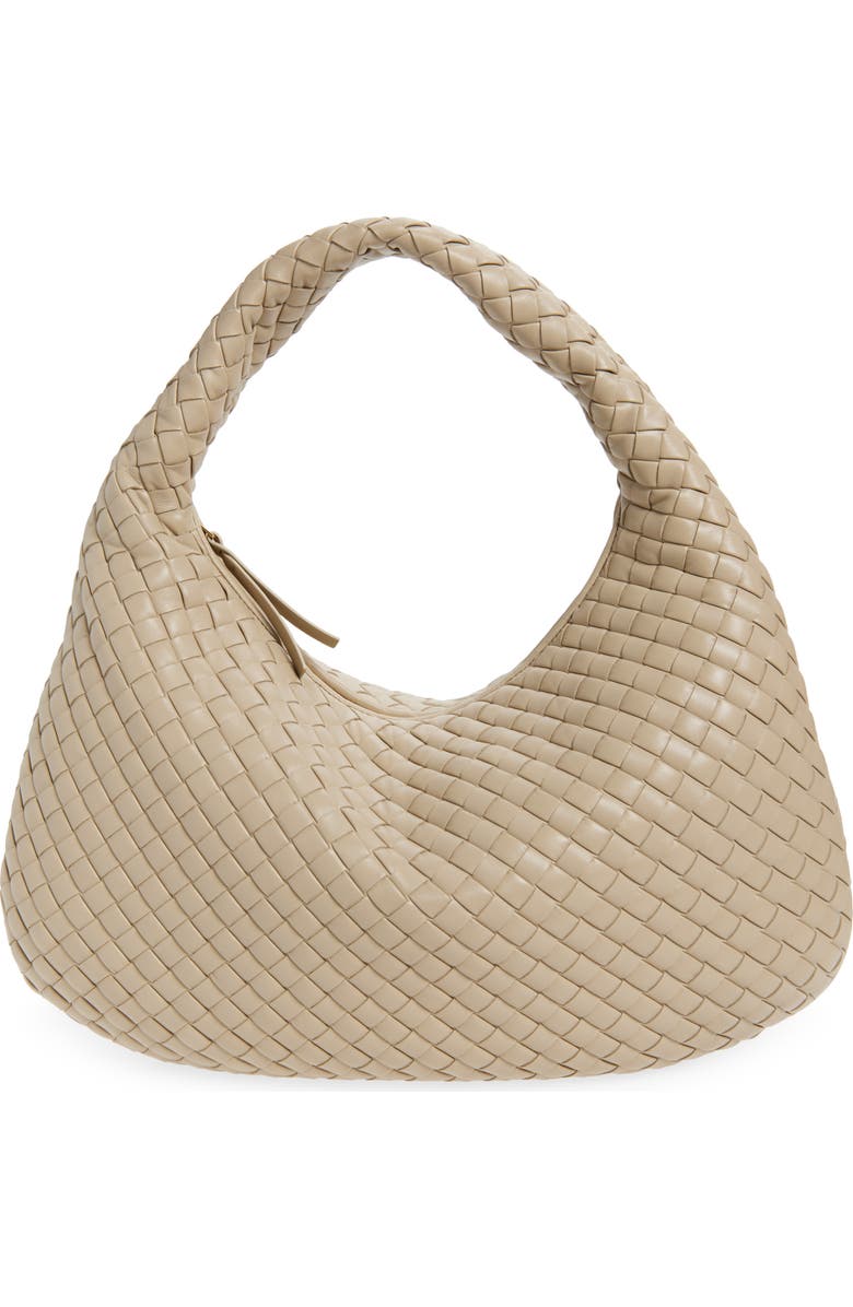 Bottega Veneta Borsa Intrecciato Leather Shoulder Bag, Main, color, 9614 Ecru-Muse Brass