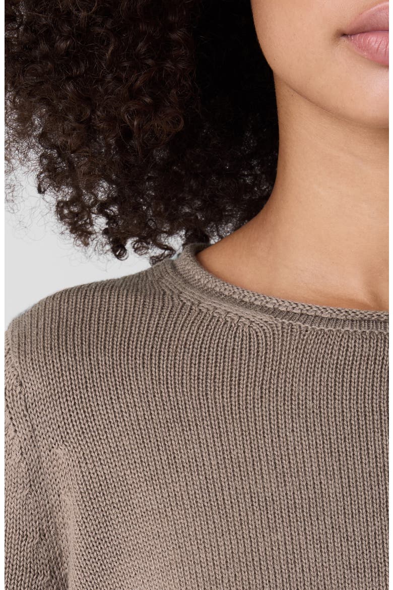 Jewel Neck Organic Cotton Blend Sweater, Alternate, color, COCOA