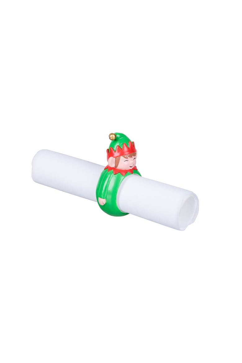 Elf Napkin Rings, Set of 4, Alternate, color, Green